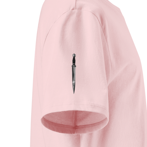 Blades of the Realm T-Shirt — Rosesteel Pink with sleeve detail - Not From This Realm