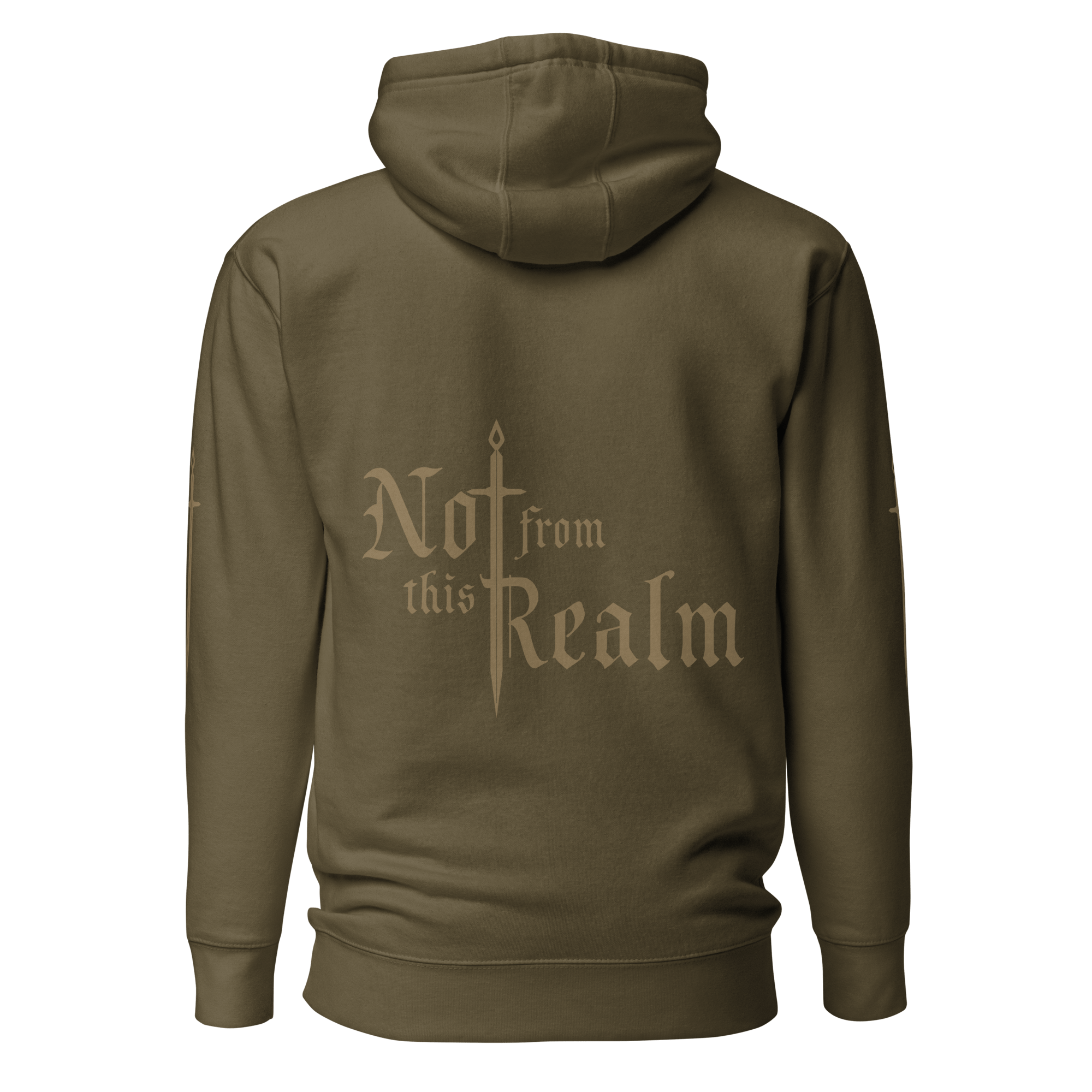 Monochrome Hoodie — Deepwood Green with sleeve detail - Not From This Realm