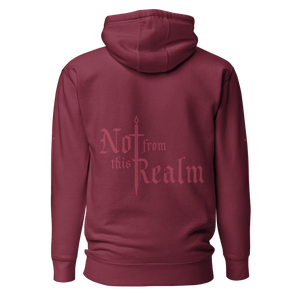 Monochrome Hoodie — Moonblood Red with sleeve detail - Not From This Realm