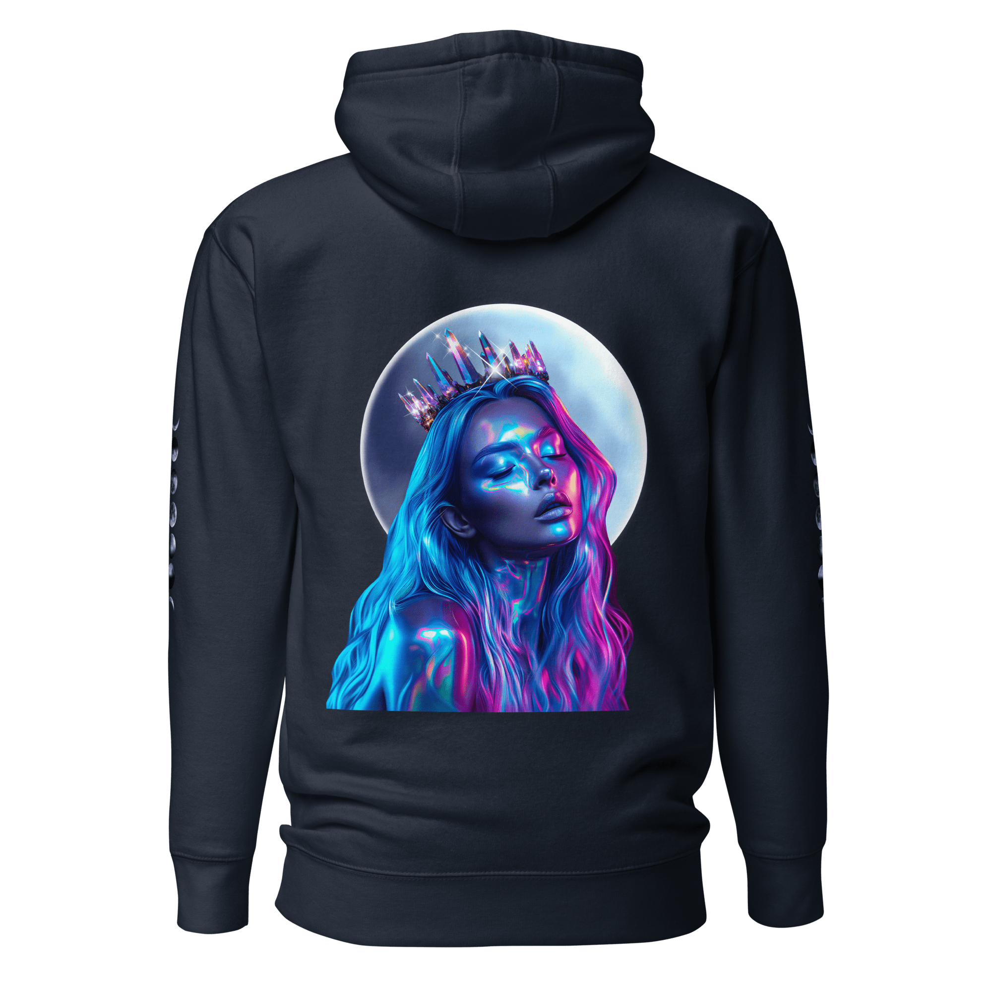 Moonbound Hoodie — Moontide Navy with sleeve detail - Not From This Realm