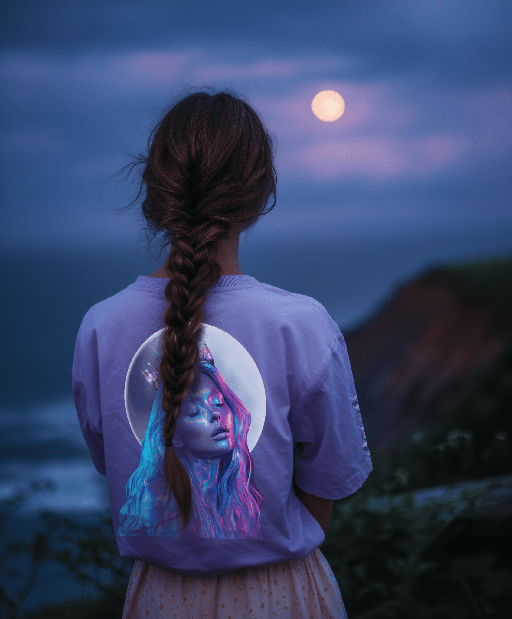 Moonbound T-Shirt — Celestite Lavender with sleeve detail - Not From This Realm