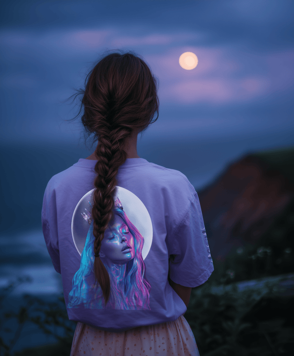 Moonbound T-Shirt — Celestite Lavender with sleeve detail - Not From This Realm